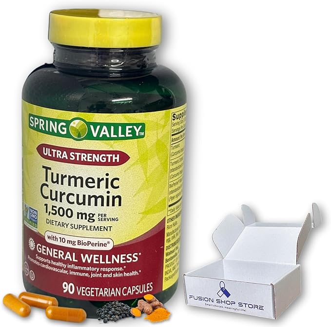 Turmeric Curcumin 1500mg with Black Pepper Capsules 90ct (Pack of 1) Boxed By Fusion Shop Store