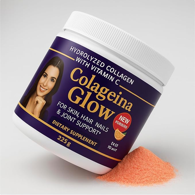 Colageina Glow – Collagen Powder 7.9 oz (225 g) | Daily Use Supplement with Collagen Vitamin C &amp Hyaluronic Acid | Neutral Flavor | Premium Quality Presentation for Everyday Routin Collageina 10