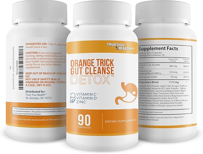 Orange Trick Gut Cleanse Detox - Our Best Bloat Blasting Colon Cleanse Detox Supplement - Advanced Herbal Colon Cleanse Formula - Slim Gut Cleanse to Reduce Bloating - Colon Cleanse Capsules
