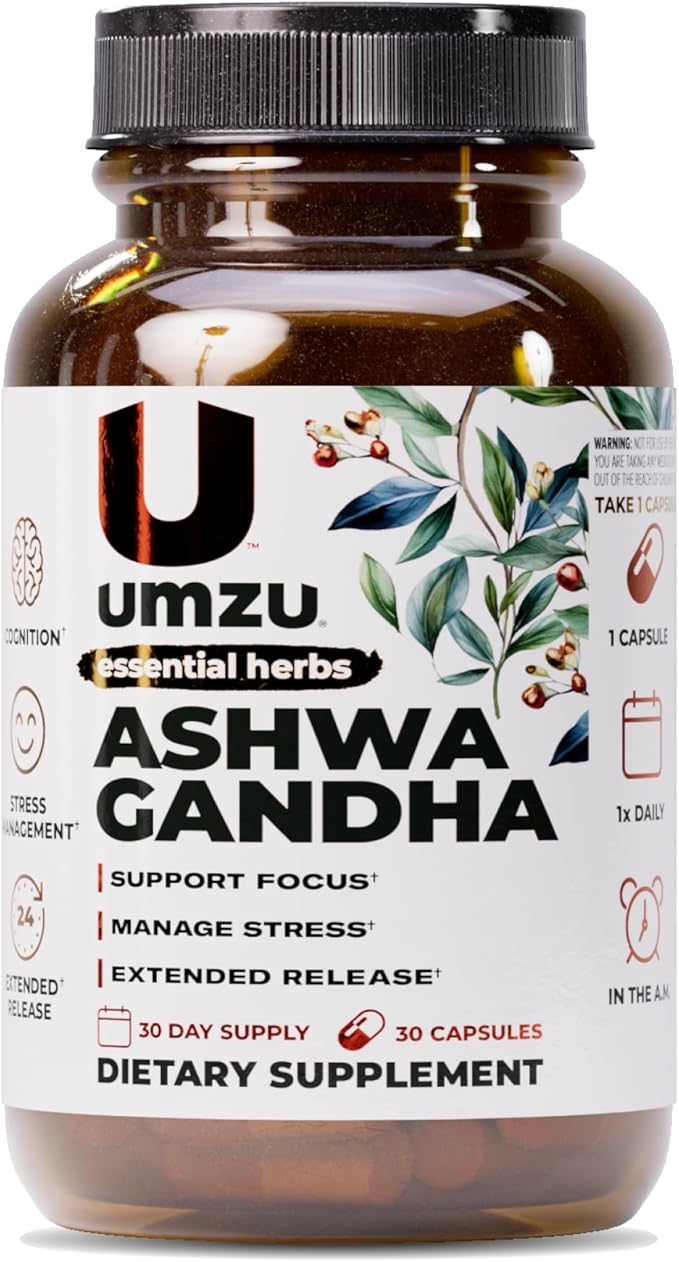 UMZU Ashwagandha 30 Day Supply – Advanced Stress Support Supplement with Prolanza Extended Release – Naturally Supports Healthy Stress Response Mood Calmness Cognitive Function and Daily Balance