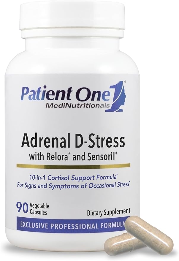Patient One Adrenal D-Stress | Supplement to Support Healthy Stress Response and Cortisol Levels* | with DHEA Ashwagandha and More | 90 Capsules