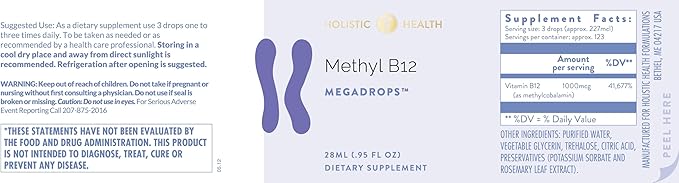 Holistic Health Methyl B12 MegaDrops™ 28ML (.95 FL oz)