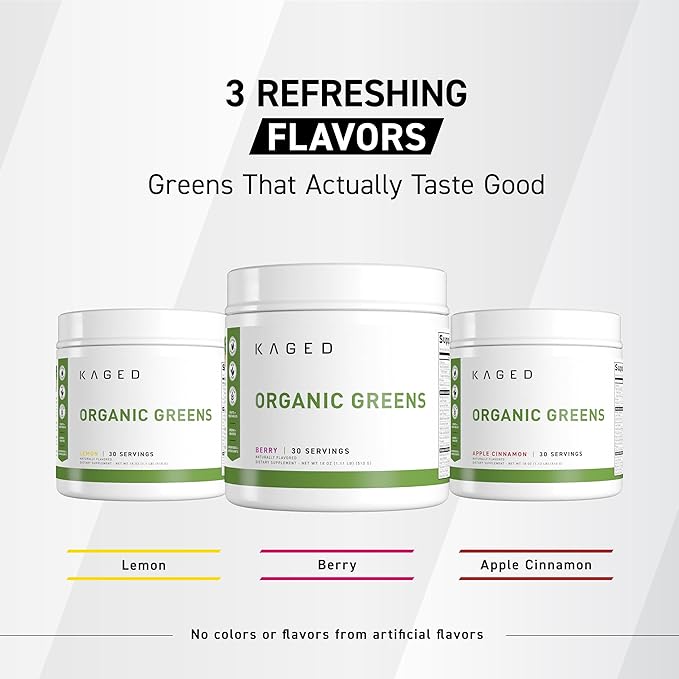 Kaged Organic Greens Powder | Apple Cinnamon | Outlive 100 Superfood &amp Greens Powder | Apple Cider Vinegar Supergreens Ashwagandha | Vitamins &amp Minerals | Supplements for Men &amp Women | 3