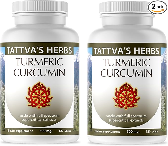Tattva's Herbs Turmeric Curcumin with Black Pepper Supplement Turmeric Capsules Antioxidant Support 2 Pack 240 Count from