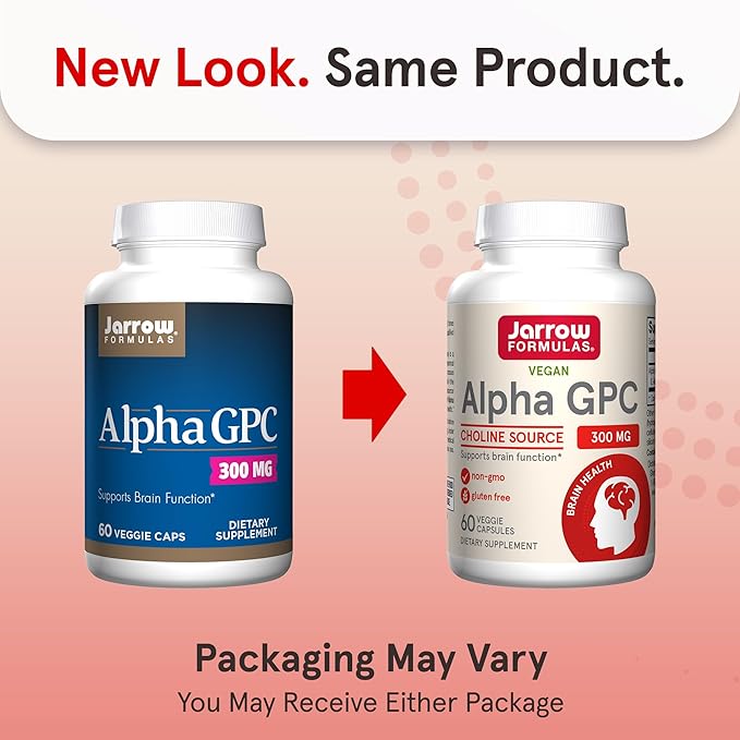 Jarrow Formulas® Alpha GPC 300mg Dietary Supplement Brain Health Supplements for Adults 60 Veggie Capsules 30 Day Supply
