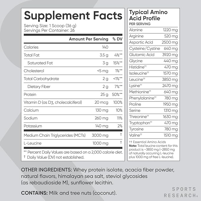 Sports Research® Protein Pack - Whey Isolate Protein Powder 2.1lb + Creatine Monohydrate 1.1lb + Collagen Peptides 1lb