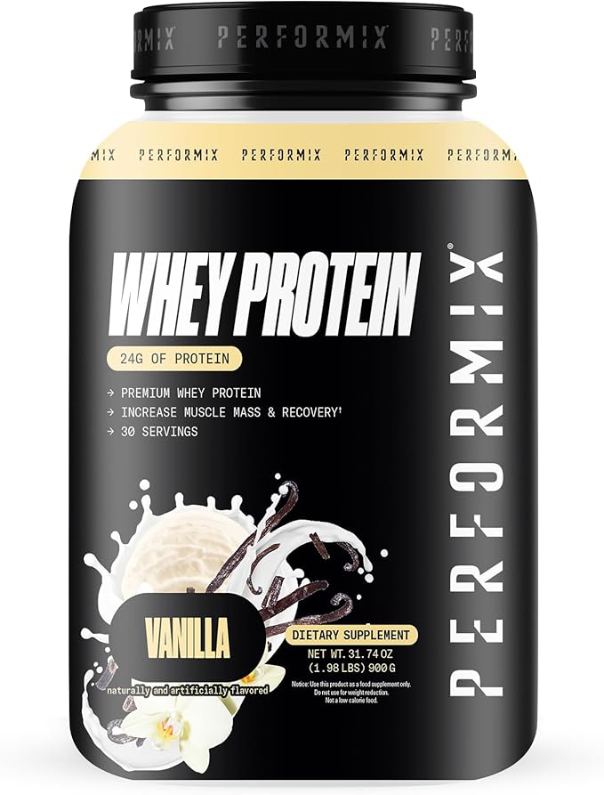 PERFORMIX - Whey Protein Isolate Blend - 24g of Protein - 5.4g of BCAAs - 110 Calories - Muscle Building &amp Post Workout Recovery - 100% Whey Protein Powder - 1.98 lbs - 30 Servings - Vanilla