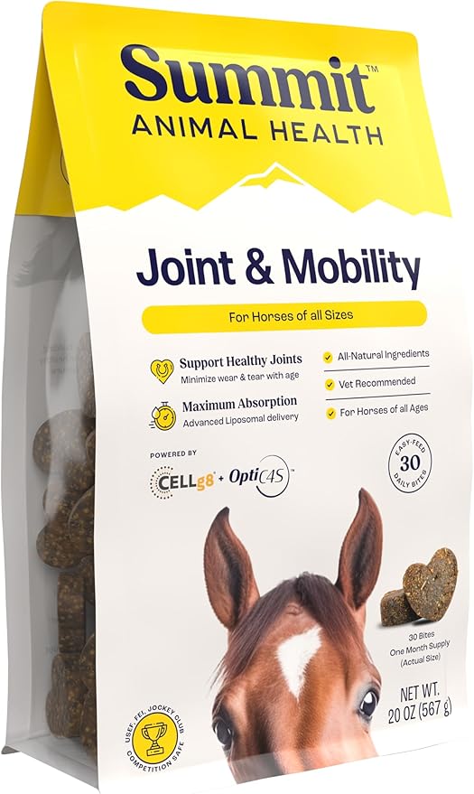 Summit Equine Joint &amp Mobility Bites Daily Supplement for Horses Liposomal Delivery Max Absorption Vet Recommended All-Natural Ingredients 100% Drug-Free Healthy Joints - 30 Bites