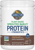 Garden of Life Plant-Based Sprouted Barley Protein Chocolate with 21g Protein 0g Sugar &amp Clean Ingredients Upcycled Barley Probiotics Non-GMO use in Shakes Smoothies &amp Baking 20 Servin