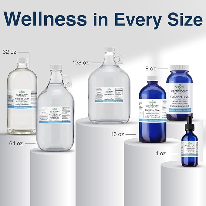 Earthborn Colloidal Silver Liquid (4oz) - 100PPM Pure Monatomic Silver Water - 99.9% Natural Nano Silver Liquid Supplement for Immune Support* Non-GMO Glass Bottle | Made in USA