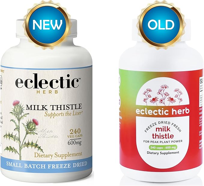 Eclectic Institute Raw Freeze-Dried Non-GMO Milk Thistle | with Silymarin for Liver Support - Detox Cleanse &amp Maintain | 240 CT