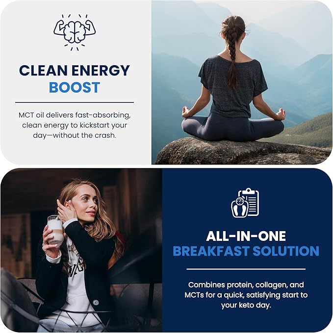 NutriBreakfast by Nutrillermo | Keto Collagen Protein Powder Bundle – Chocolate Vanilla &amp Coffee | Grass-Fed Collagen with MCT Oil &amp Coconut Creamer | Energy Focus &amp Wellness Support