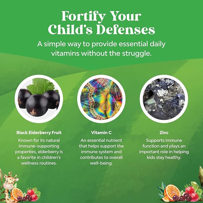 Bundle of Kids DHA Omega 3 Gummies - Fish Free with Vegetarian 6 9 for Vision Brain &amp Immunity and Sambucus Elderberry Gummies for Kids - Black Elderberry with Zinc &amp Vitamin C for Immune Supp