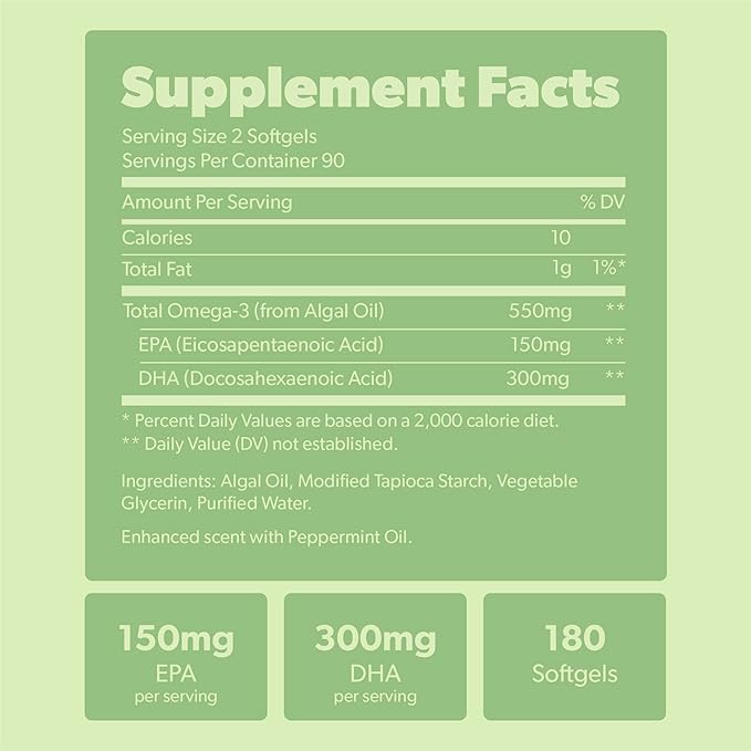 Vegan Omega 3 60 Softgels &amp 180 Softgels Bundle - Plant Based DHA &amp EPA Fatty Acids - Carrageenan Free Alternative to Fish Oil Supports Heart Brain Joint Health - Sustainably Sourced Algae