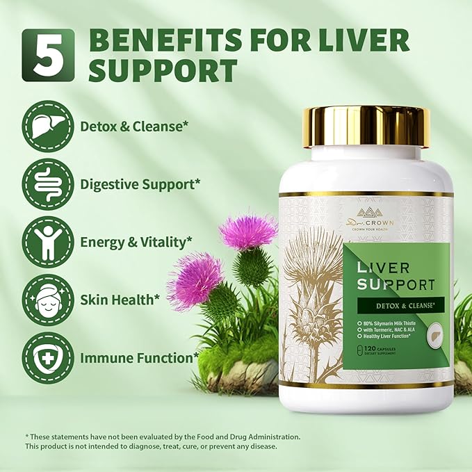 Liver Cleanse Detox &amp Repair - Milk Thistle Supplement with Silymarin N-Acetyl Cysteine(NAC) Artichoke Turmeric &amp Dandelion for Liver Detox Cleanse Gluten Free Non-GMO - 120 Capsules