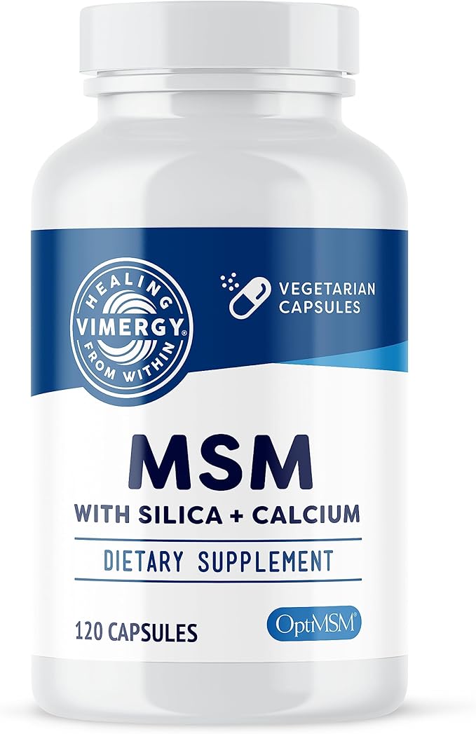 Vimergy MSM with Silica + Calcium Capsules 120 Servings – Supports Bone Health – Promotes Hair &amp Nail Health – Non-GMO Gluten-Free Kosher Soy-Free Corn-Free Vegan &amp Paleo Friendly