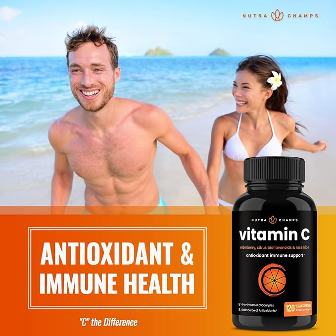 NutraChamps Biotin Gummies (2 Pack) and Vitamin C Capsules (2 Pack) 4 Pack Bundle