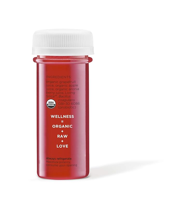 So Good So You | Probiotic Organic Juice Beauty Shot | Powered by Silica for Healthier Hair Skin Nails | Grapefruit Arena Berry &amp Apple Juices | 1.7 oz (18 Bottles)