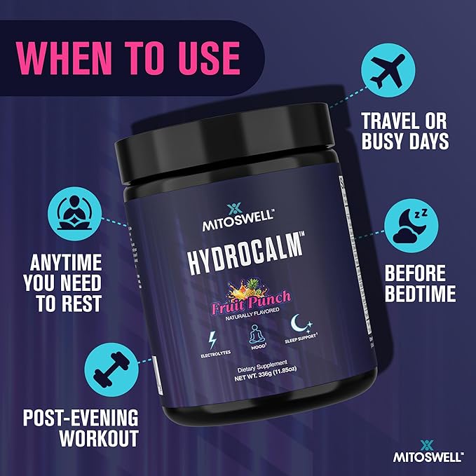 Hydrocalm Nighttime Hydration Powder – Electrolyte &amp Calm Sleep Powder Drink Mix – Magnesium Sleep Supplement Without Melatonin Plus Amino Acids &amp Herbs – No Sugar Fruit Punch (30 Servings)