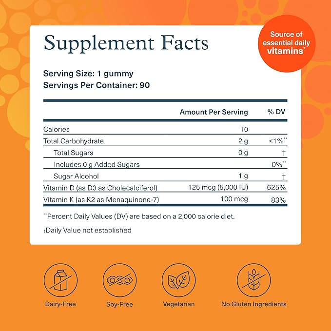 Youtheory K2D3 Zero Sugar Gummy 90ct