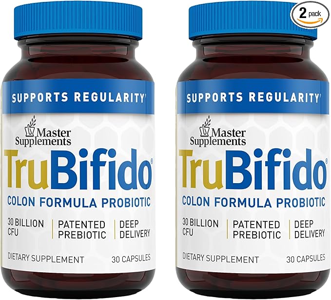 Master Supplements TruBifido - 30 Capsules Pack of 2 - Powerful Probiotic for Colon Health &amp Energy - Immune Booster Supports Regularity - Gluten Free - 60 Total Servings