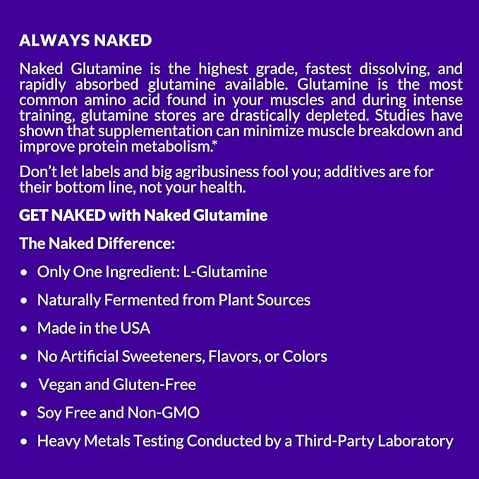 Naked Pure Micronized Creatine Monohydrate 100 Servings + 200 Servings Pure L-Glutamine Bundle: Vegan Non-GMO Gluten Free. Minimize Muscle Breakdown &amp Improve Protein Synthesis. Nothing Artifici