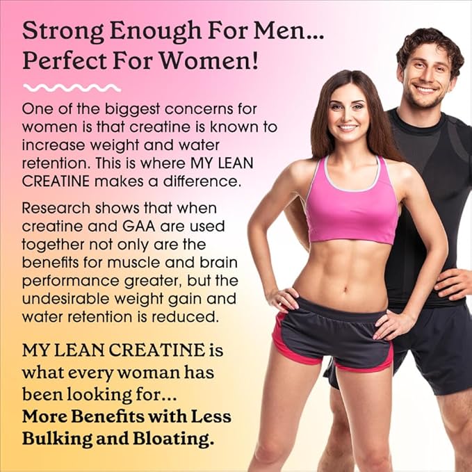 Fit &amp Lean Creatine for Women My Lean Creatine Chewable Tablets Creatine Monohydrate with GAA Muscle Performance Cognitive Function No Bloating Reduced Water Retention Blue Raspberry 30 Se