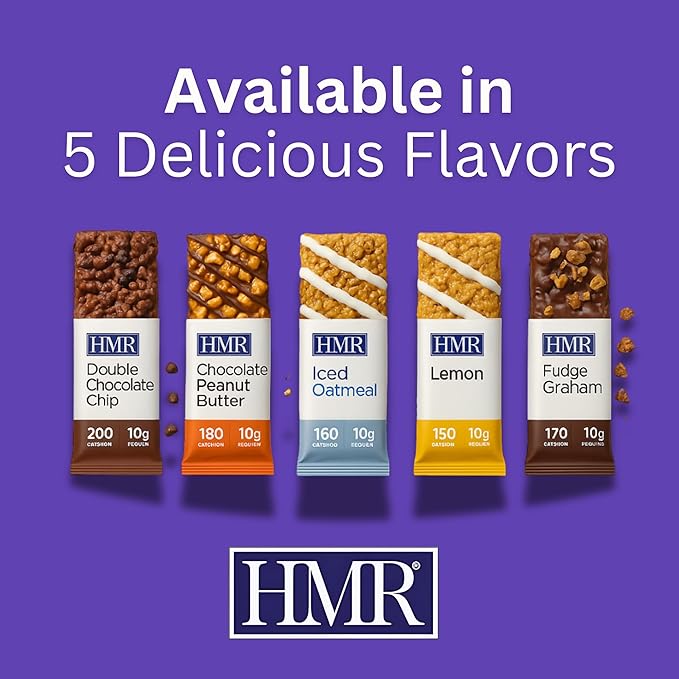 HMR Fudge Graham &amp Iced Oatmeal Protein Bars - Nutritious Low-Calorie Snacks with 10g Protein Each Perfect for Weight Maintenance and Healthy Dessert Options 24 Count Packs