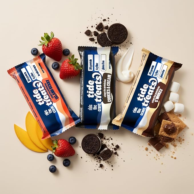Crispy Rice Protein Bar | 25 g Protein No Added Sugar 7 g Fiber Gluten Free | High Protein Snack for On-the-Go Post-Workout or Dessert Cravings | 8 Count (Island Berry)