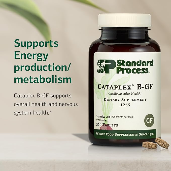 Standard Process Cataplex B-GF - Supports Nervous System Health - B Vitamins for Energy &amp Heart Support - Aids Energy During Physical Activity - Gluten-Free Non-Soy &amp Non-Dairy - 360 Tablets