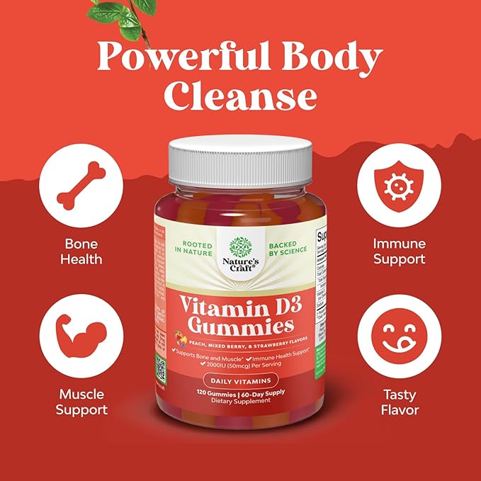 Bundle of Potent Daily Multivitamin Gummies - Wellness Blend of Vitamin D A C E B12 Zinc &amp Biotin for Energy &amp Immunity and Vitamin D3 Gummies with D3 2000IU per Serving Bone Muscle &amp Immu