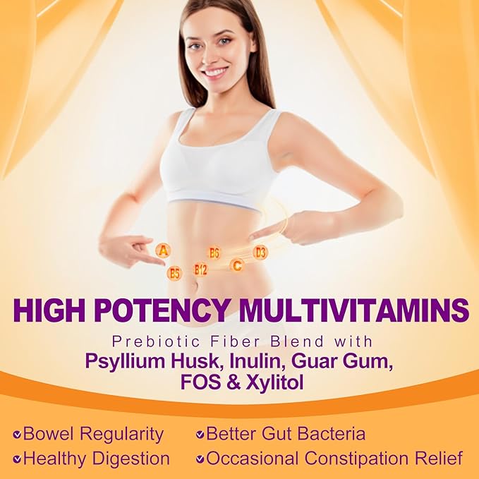 NEVISS Prebiotic Fiber 7G Gummies for Adults + Melatonin 60mg for Adults Bundle