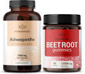 HERBAMAMA Ashwagandha and Beet Root Kit - Bundle of 1500 mg Ashwagandha Root Capsules &amp 1500 mg Beet Root Gummies - Vegan Non-GMO Gelatin-Free - 2 Pack