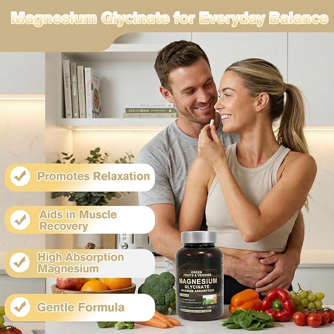 Magnesium Glycinate 500mg with Vitamin D3 | High Absorption Gentle on Stomach | Supports Muscle &amp Bone Function | 120 Vegan Capsules