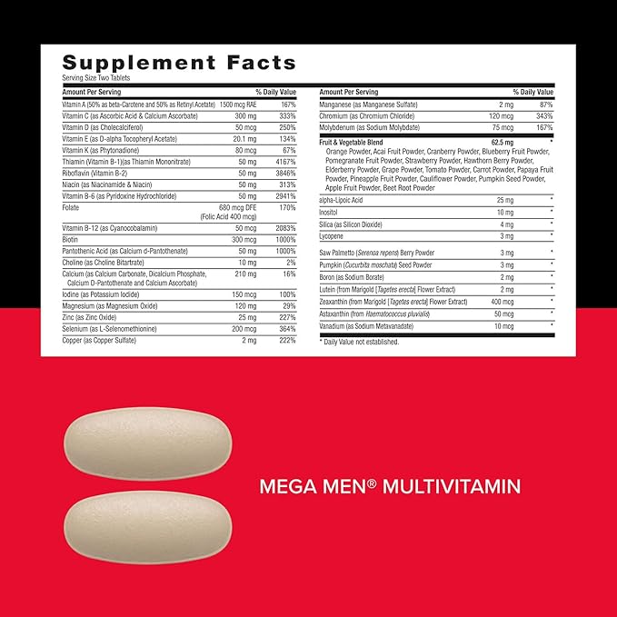 GNC Mega Men Performance and Vitality Vitapak Program Convenient Complete Nutrition 5 Products in 1 Packet Circulation Blood Flow Prostate Health Sexual Function 30 Packs
