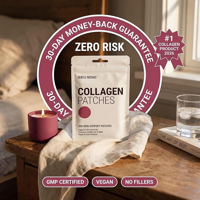 Collagen Patches for Skin Hair Nails &amp Joints - Multi Collagen Peptides Supplement for Women - Transdermal Anti Aging Patches with Hyaluronic Acid &amp Biotin - 30 Day Supply - No Pills