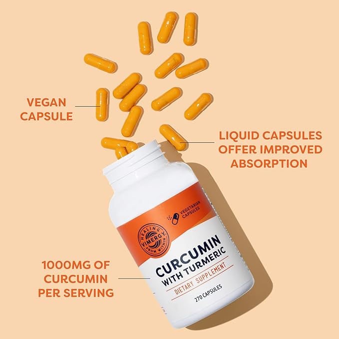 Vimergy Curcumin with Turmeric Capsules – Promotes Bone Health &amp Mobility* – Supports Memory &amp Brain Function* – Kosher Vegan &amp Gluten-Free – (270 ct.)
