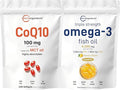 Micro Ingredients Omega-3 Fish Oil 4200mg &amp CoQ10 100mg Softgels Bundle 2 Pack | Wild-Caught Fish Burpless Lemon Flavor | High Absorption Ubiquinone with Coconut MCT Oil
