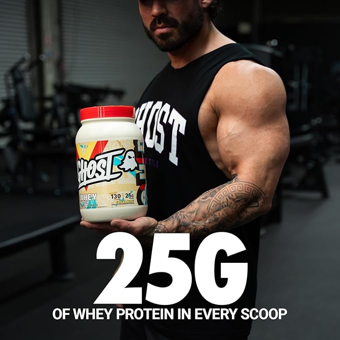 GHOST Whey Protein Powder Cereal Milk - 2LB 25G of Protein - Whey Protein Blend - ­Post Workout Fitness &amp Nutrition Shakes Smoothies Baking &amp Cooking - Soy &amp Gluten-Free