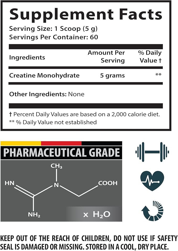 Muscle Pump Testosterone Booster - German CREATINE - 100% Pure MICRONIZED CREATINE MONOHYDRATE - Creatine for Bodybuilding - 1 Can 300 Grams (60 Servings)