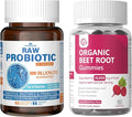 Raw Probiotics 100 Billion CFU + Organic Beet Root Nitric Oxide Gummies 10500mg | Digestive Circulation &amp Everyday Energy Support