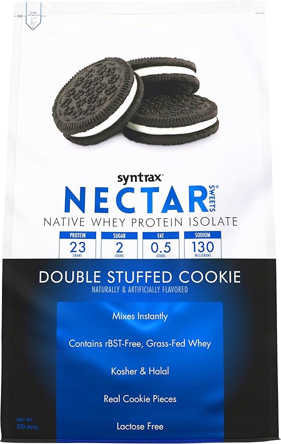 Syntrax Nutrition Nectar Sweets Whey Protein Isolate Real Cookie Pieces Double Stuffed Cookie 2 lbs.