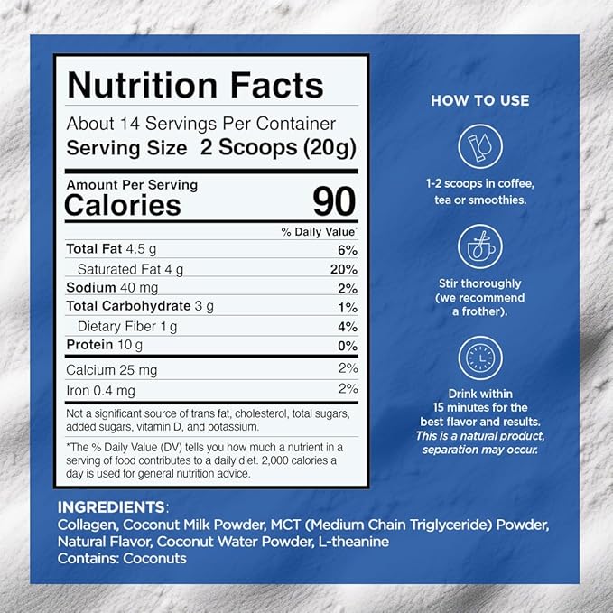 VitaCup Keto + Collagen Coffee Creamer Vanilla Flavor with MCT Collagen Protein Coconut Water L-Theanine for Keto Diet Use in Coffee Smoothies &amp Shakes Dairy-Free Gluten-Free Soy-Free 10