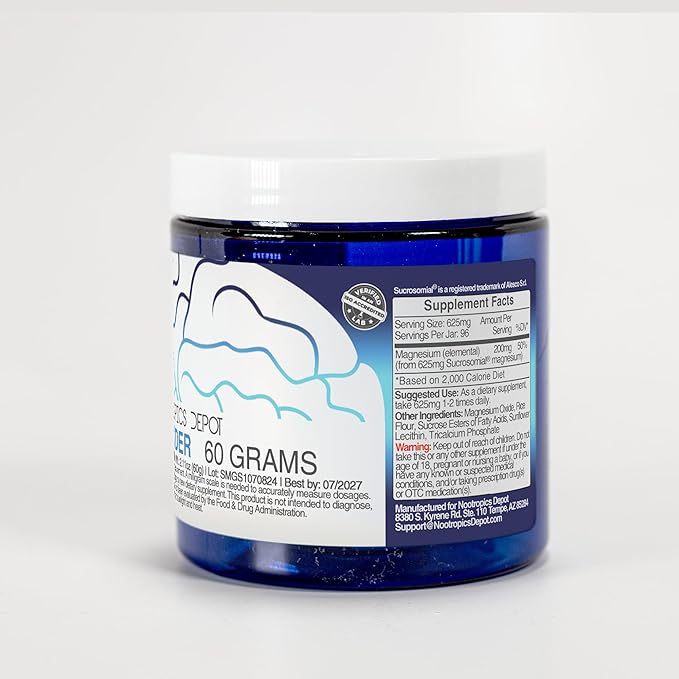 Nootropics Depot Optimized Magnesium Supplement | MicroMag Powder | 60 Grams | 200mg of Elemental Magnesium Per Serving | Supports Brain Health + Sleep Quality | Promotes Relaxation