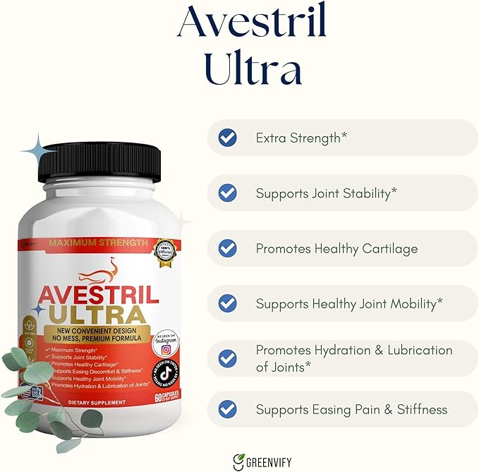 Avestril Ultra Joint Support Supplement Glucosamine Turmeric Chondroitin 60 Capsules (2)
