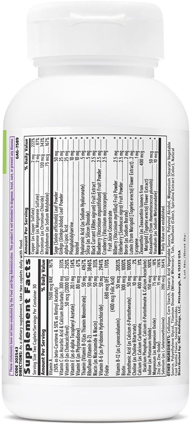 GNC Women's 50+ Multivitamin for Women - Clinically Backed mutlvitamin Formula to Support Aging Women 60 Capsules (30 Servings)
