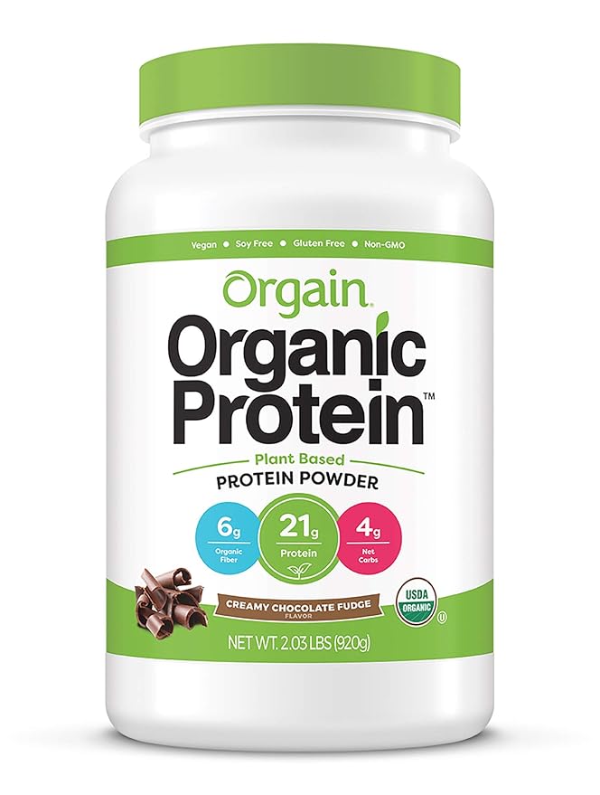 Orgain Organic Vegan Protein Powder + Greens Vanilla Bean - 21g Plant Based Protein Gluten Free Dairy Free Lactose Free Soy Free No Sugar Added With Iron &amp Prebiotics for Gut Health - 1.94l