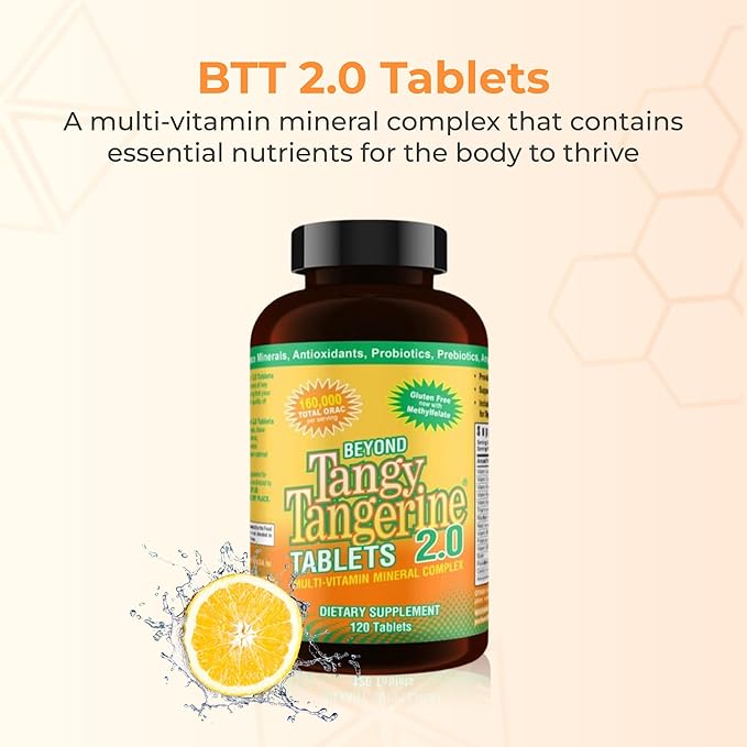 Youngevity Beyond Tangy Tangerine 2.0 Multi-Vitamin &amp Mineral Complex - Made with Natural &amp Whole Foods | 160000 ORAC | 120 Tablets - 2-Pack