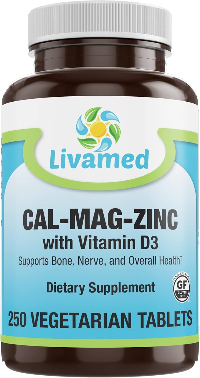 Livamed - Chelated Cal-Mag Plus Betaine HCl Veg Tabs 250 Count