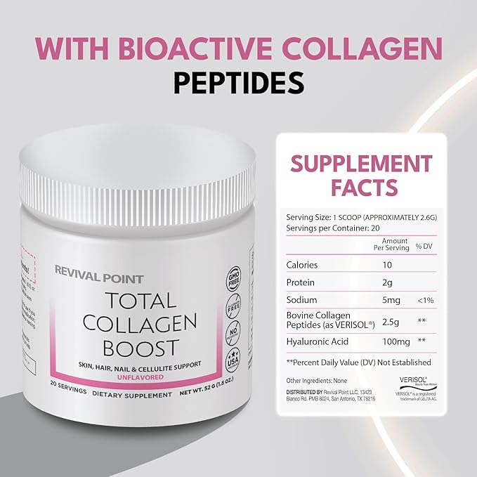 Total Collagen Boost with Verisol® Bioactive Collagen peptides Peptides Powder Hyaluronic Acid &amp Marine Collagen
